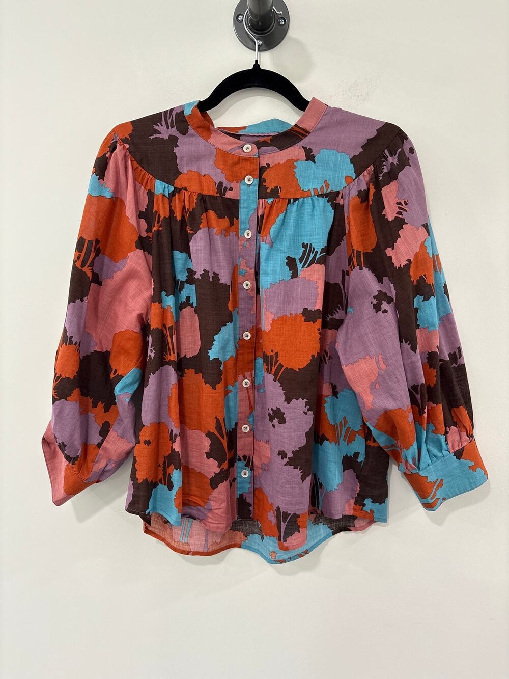 Porridge Multi Color Cotton Long Sleeve Blouse Size M